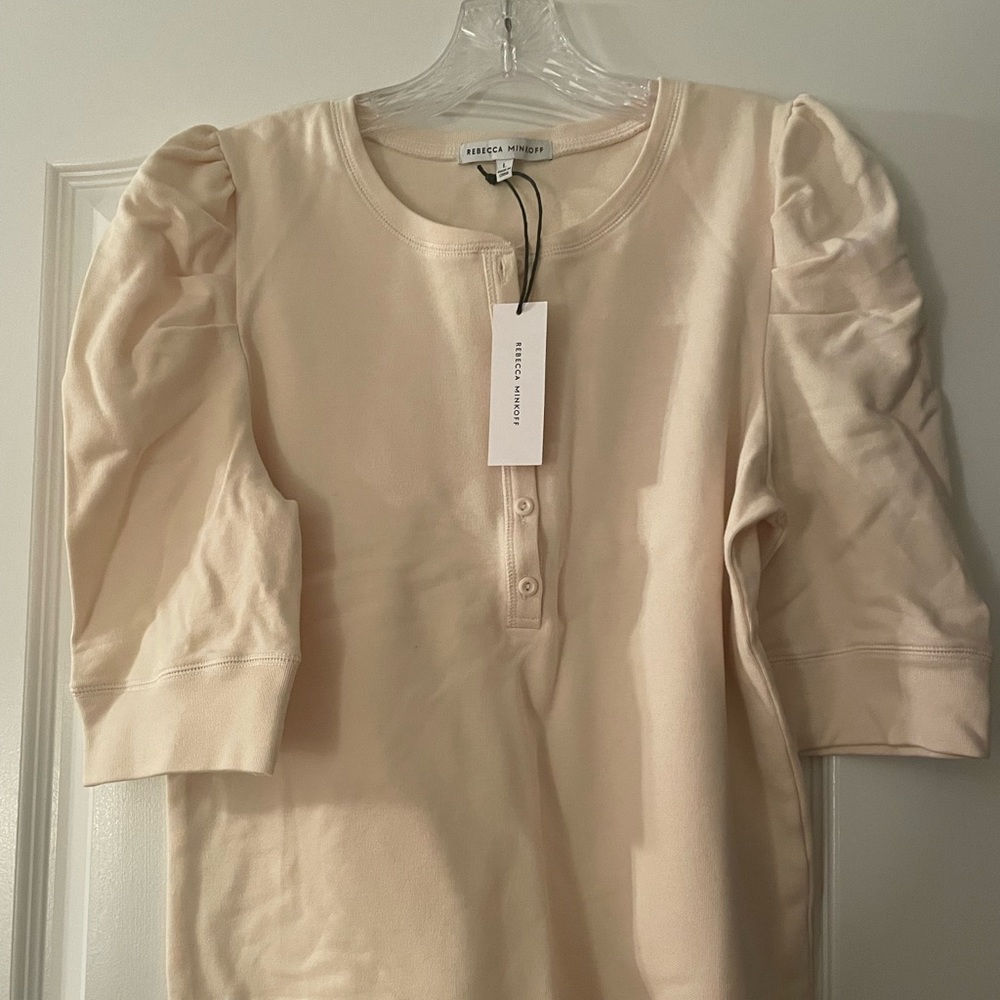 Rebecca Minkoff Size L Cream Ruffle sleeve